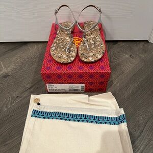 Tory Burch Marion Silver sandals size 8M
